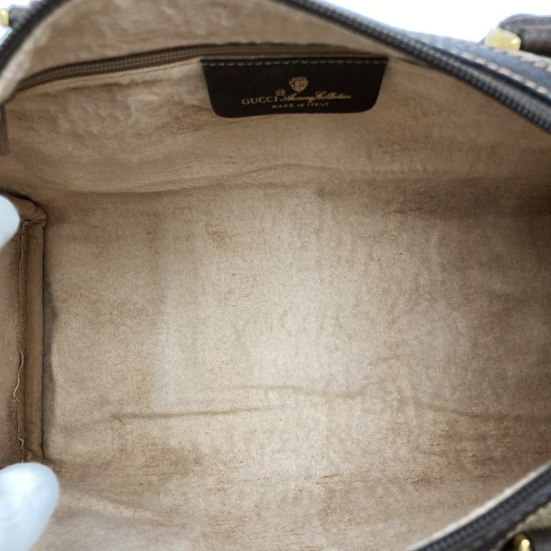 Gucci 40 02 Boston Bag Handbag GG Supreme Leather Brown Ladies Men Old Vintage