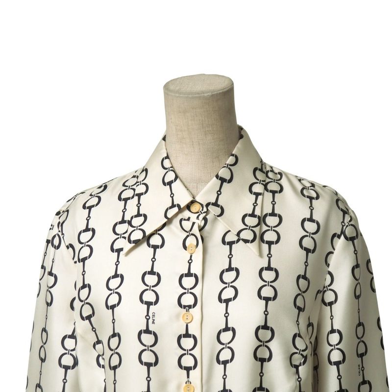 OLD Celine Old Celine Vintage Blouse Size 40 All Silk Harness Pattern Bits Long