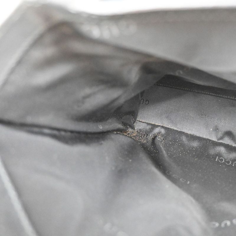 Gucci Tote Handbag Bamboo Black Leather 30ka703