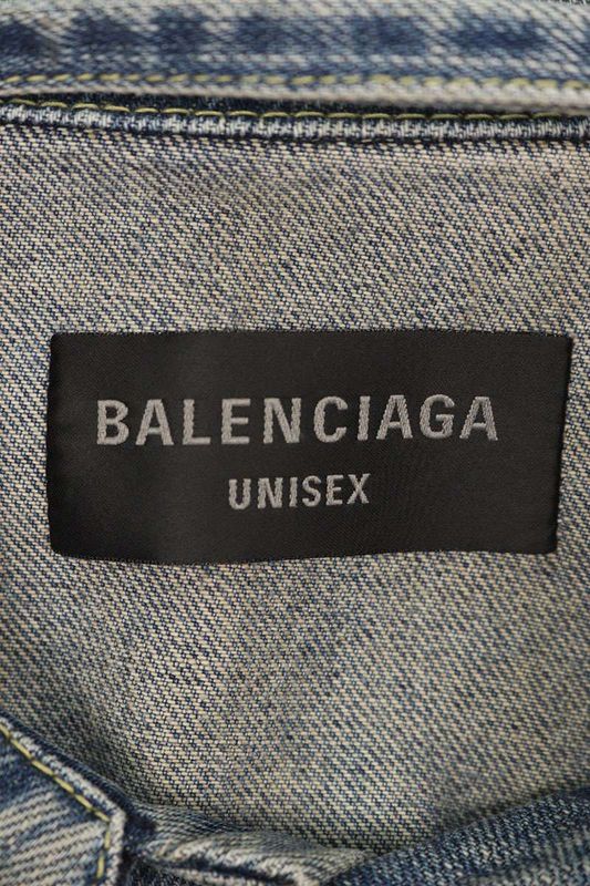 Balenciaga 786638 Tqw55 Off-shoulder Denim Jacket Men's S