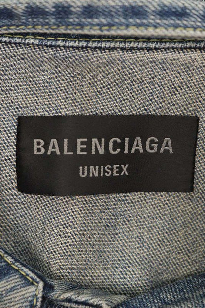 Balenciaga 786638 Tqw55 Off-shoulder Denim Jacket Men's S