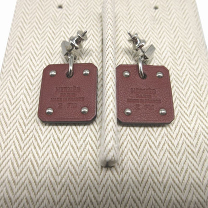 Hermes Asdecourt Z Engraved (2021) Heart Leather Metal Brown Silver Earrings