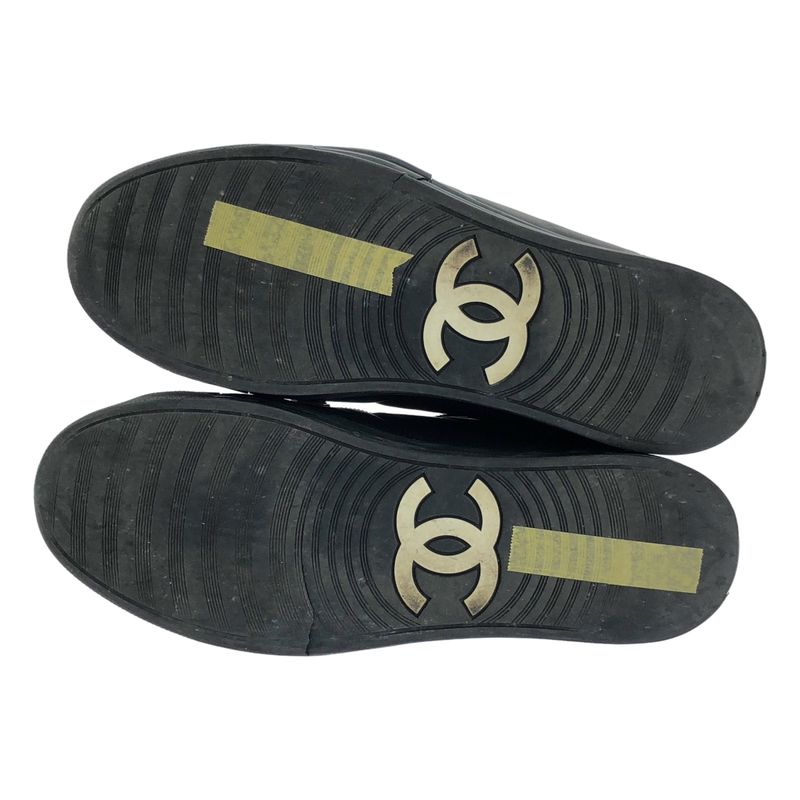 Chanel | Coco Mark Side Zip Leather Lace-up Sneakers | 42 | Black | Men's