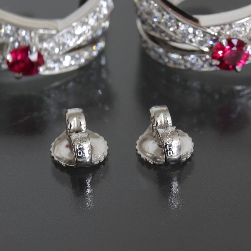 Harry Winston Geometric Ruby Diamond Earrings Earring Pt950 E1459