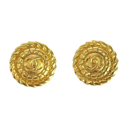 Chanel Coco Mark Gold Plated Earrings Ladies 505190