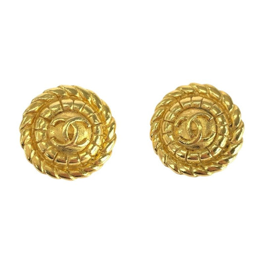 Chanel Coco Mark Gold Plated Earrings Ladies 505190