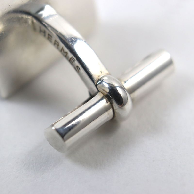 Hermes Ag925 Cadena Motif H Logo Square Form Cufflinks Button /
