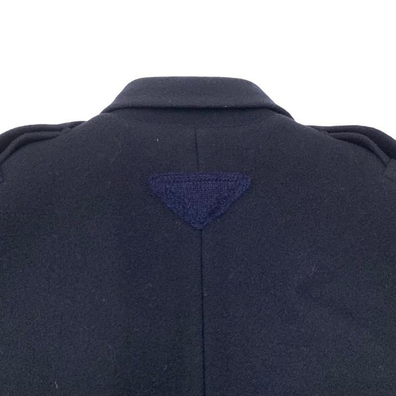 Prada Outerwear Navy Single Breasted Cavern Jacket Triangle Poncho Cape