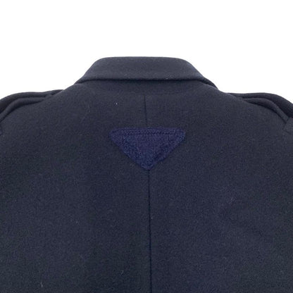 Prada Outerwear Navy Single Breasted Cavern Jacket Triangle Poncho Cape