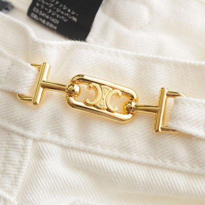 Celine Cotton Triomphe Denim Pants Jeans Bottoms N860 617R 01OQ White 25