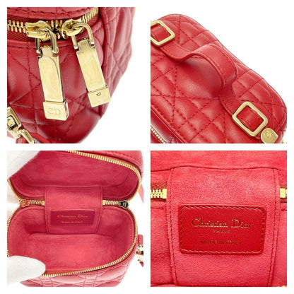 Dior Lady Dior Leather Micro Vanity Cannage Shoulder Bag Red 347394 Shoulder Bag