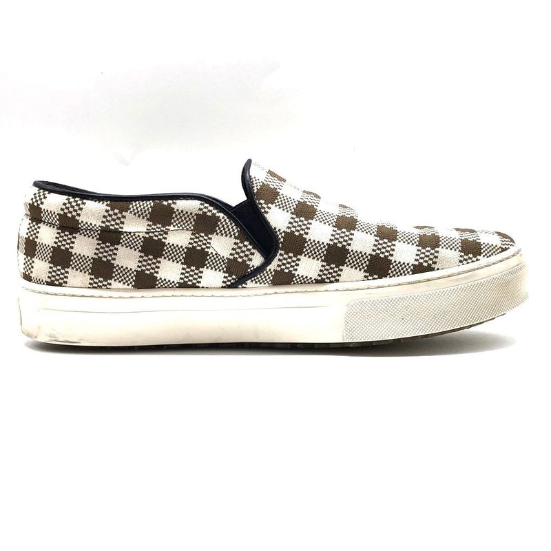 Celine Gingham Check Slip-on 40 Approx 26cm (10.24in) Brown White Checked Shoes
