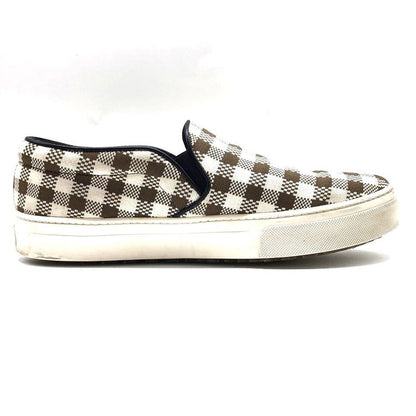 Celine Gingham Check Slip-on 40 Approx 26cm (10.24in) Brown White Checked Shoes