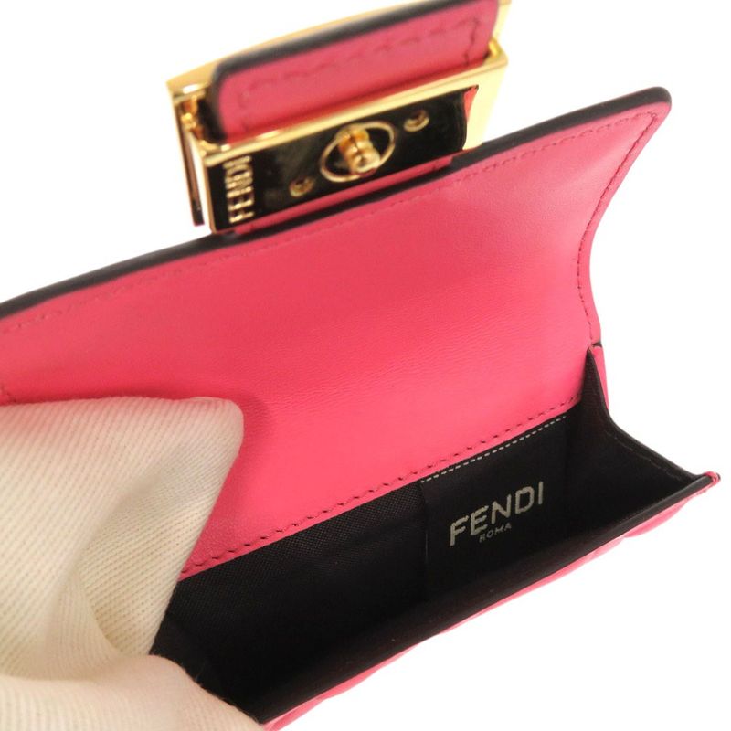 Fendi Baguette Micro Trifold Wallet 8m0395 Leather Pink 1780 Fendi