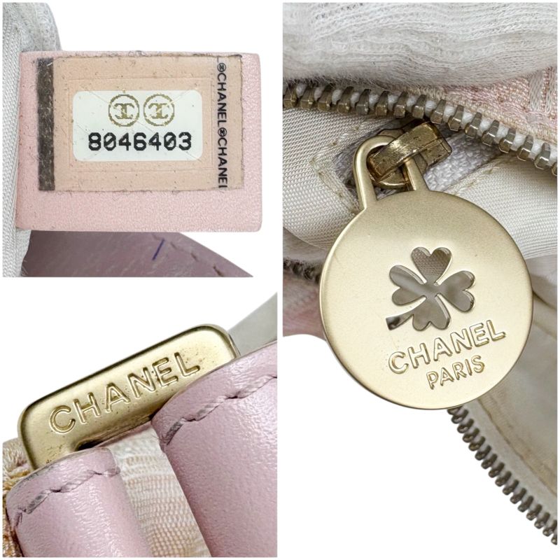 Chanel New Travel Line Mini Handbag Accessory Pouch Nylon Canvas Pink Coco Mark