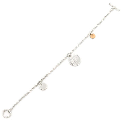 Hermes Bracelet Ex Libris PM Silver 925 18k Pink Gold Silver X Pink Gold St