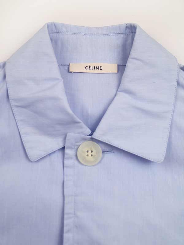 Celine Phoebe Period Arm Design Cotton Trench Shirt Blue 36 2 0y58 5902