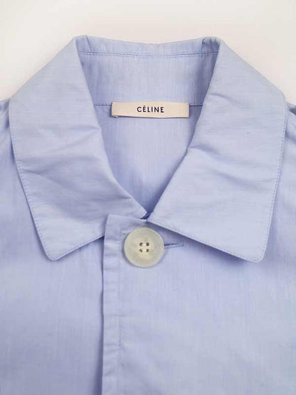 Celine Phoebe Period Arm Design Cotton Trench Shirt Blue 36 2 0y58 5902