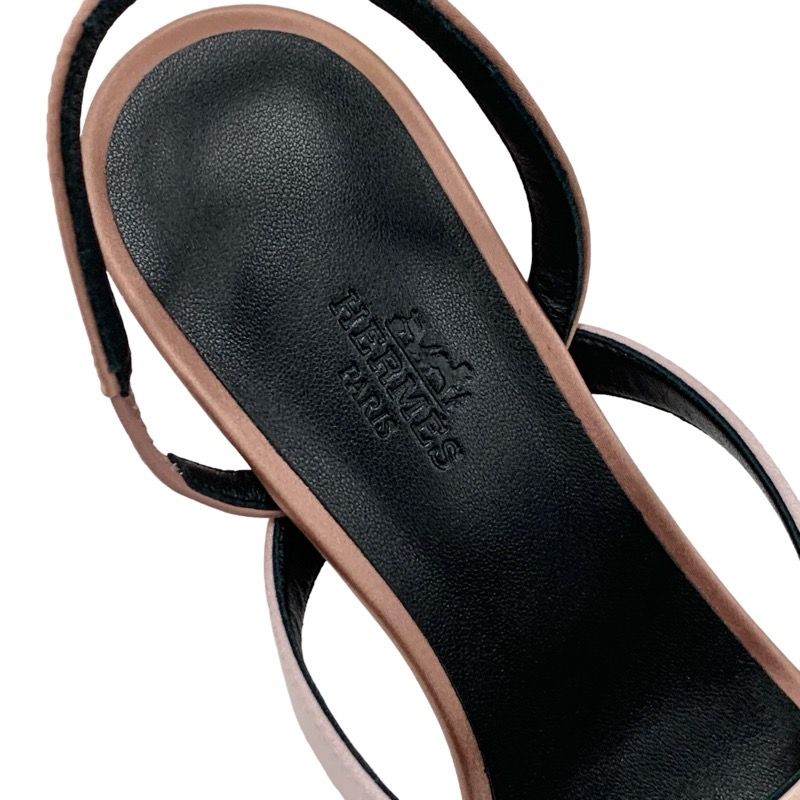 Hermes Glamour Sandals Shoes Satin Pink Unused Kelly Hardware