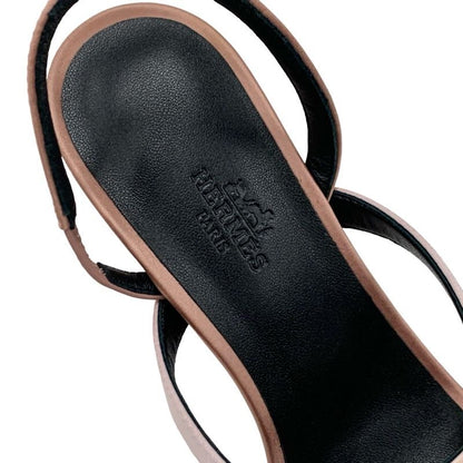 Hermes Glamour Sandals Shoes Satin Pink Unused Kelly Hardware