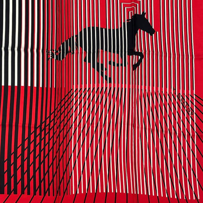 Hermes Carre 90 Mouchoir Imprime H AU Galop Horse Print Red