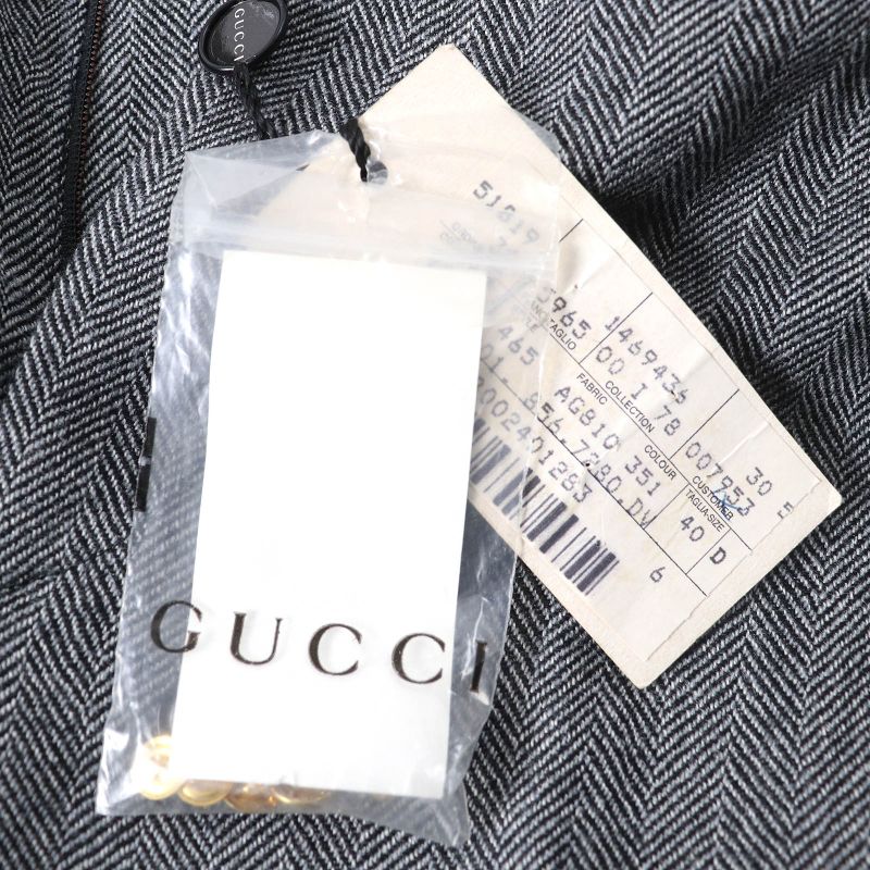 Gucci Vintage 2000 100% Wool Tom Ford Period Leather Belted Herringbone