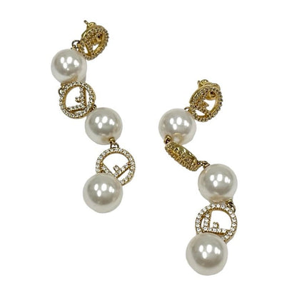 Fendi F Is Earrings Earring Gold Rhinestone Pearl
