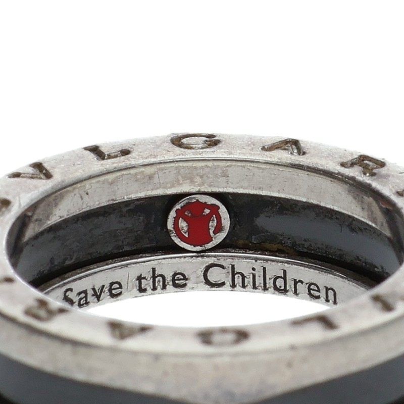 Bulgari B-zero1 Save The Children Silver Black Ceramic Ring Men's 11.5