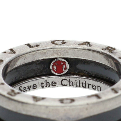 Bulgari B-zero1 Save The Children Silver Black Ceramic Ring Men's 11.5