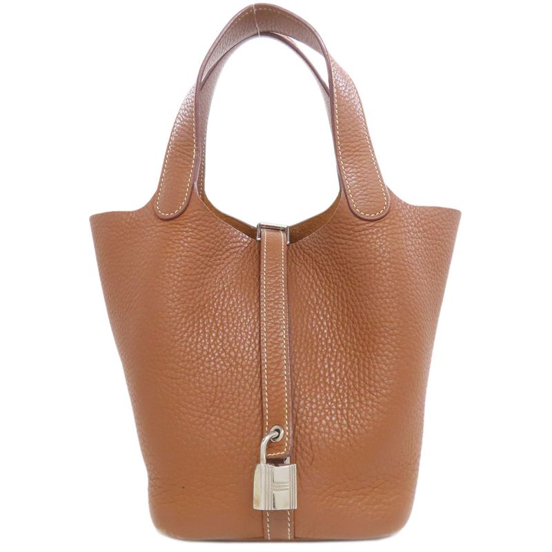 Hermes Picotin Lock PM Gold Silver Hardware Handbag Taurillon Women