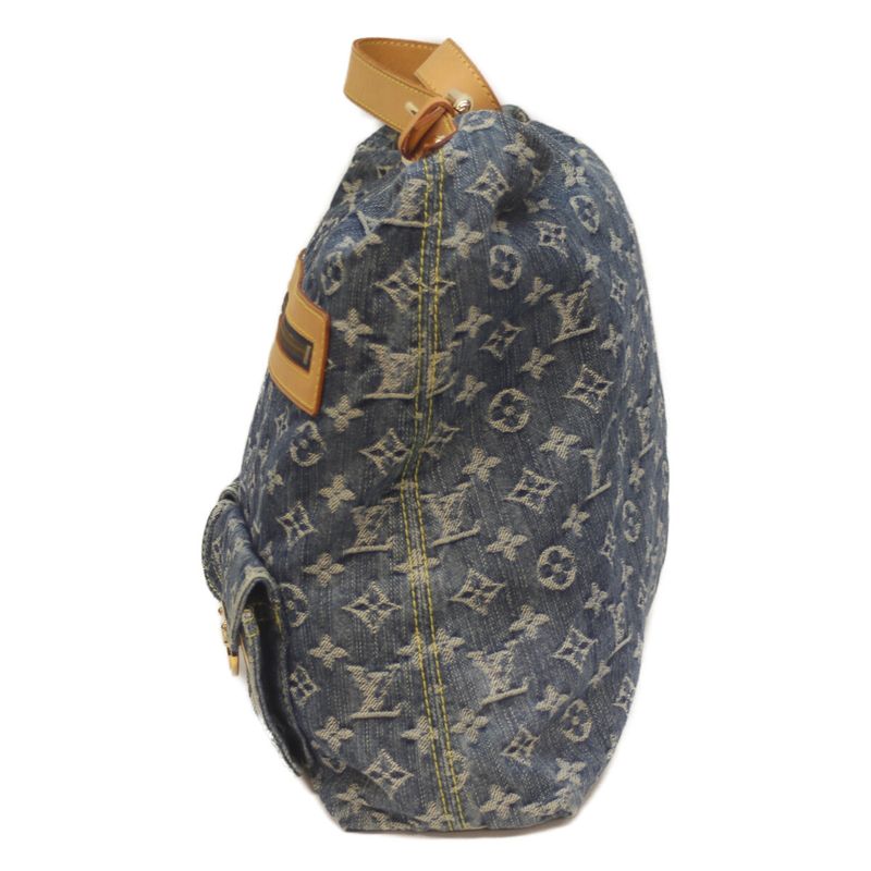 Louis Vuitton 05 M95048 Monogram Denim Baggy GM Handbag Shoulder Blue Denim