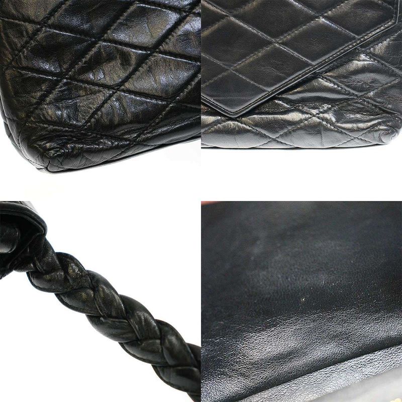 Chanel Old Vintage Matelasse Leather Shoulder Bag Black