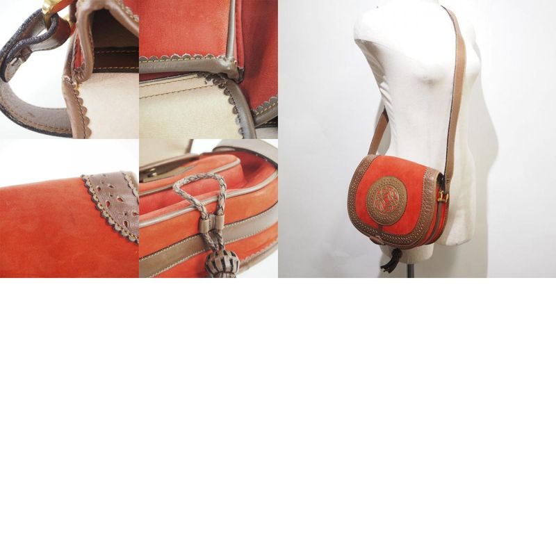 Loewe Seville Collection Anagram Suede And Leather Orange Ladies Shoulder Bag