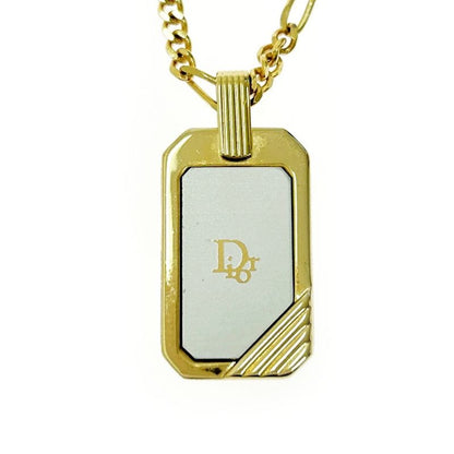 Christian Dior GP Dior Logo Plate Necklace Women's Gold 372398 Necklace