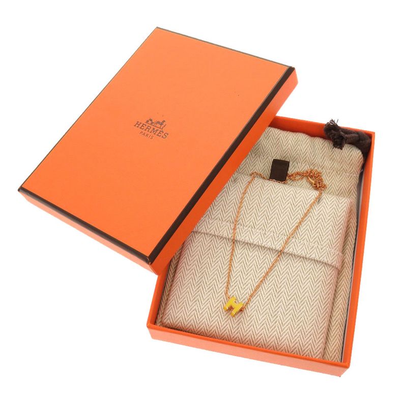 Hermes Mini Pop Ash H Yellow Rose Gold Hardware Necklace Accessories 1027 Hermes