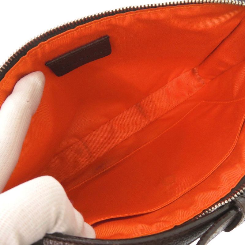 Bulgari Logomania Canvas Leather Brown Accessory Pouch Shoulder Bag 0428 Bvlgari