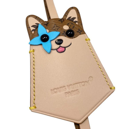 Louis Vuitton Bag Charm LV Dog M02323 Monogram Flower Creme Beige Brown Louis