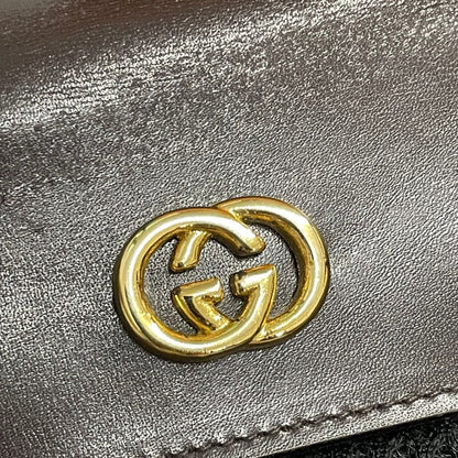 Gucci Key Case GG Logo Leather Hardware Engraved Black