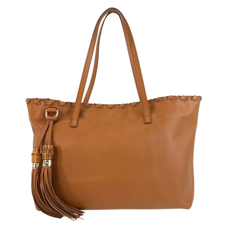 Gucci Bamboo Tassel Brown Gold Hardware Leather 354665 Tote Bag Shoulder Bag