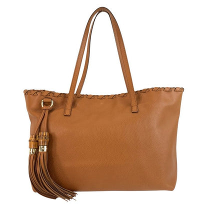 Gucci Bamboo Tassel Brown Gold Hardware Leather 354665 Tote Bag Shoulder Bag