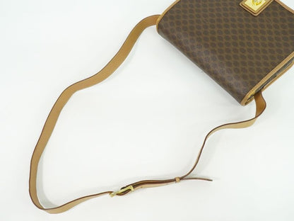 Authentic Celine Macadam Shoulder Bag Pochette PVC Brown Macadam Bag Pre-owned