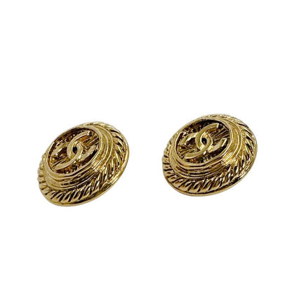 Chanel Vintage Large Coco Mark Earrings Chanel Gold
