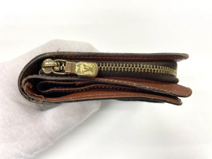 Louis Vuitton Monogram Compact Zipped Folding Wallet M61667 Brown Made In France