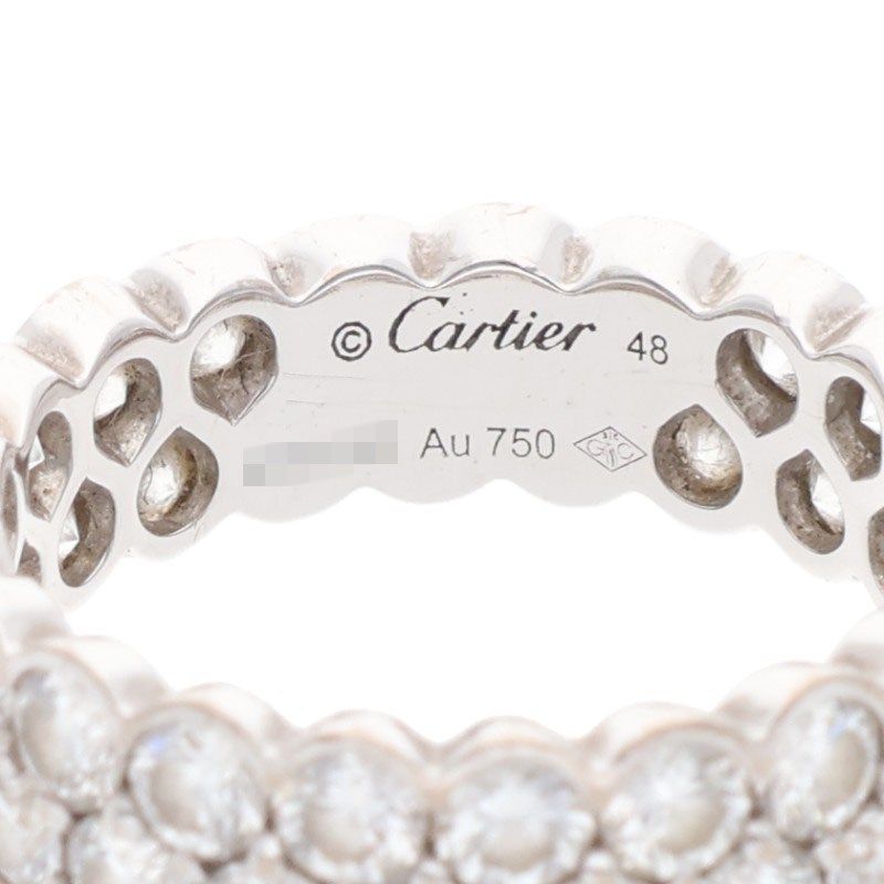 Cartier Broderie De Cartier 18K White Gold Diamond 2 Row Ring Ladies 48 8