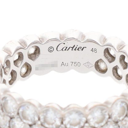 Cartier Broderie De Cartier 18K White Gold Diamond 2 Row Ring Ladies 48 8