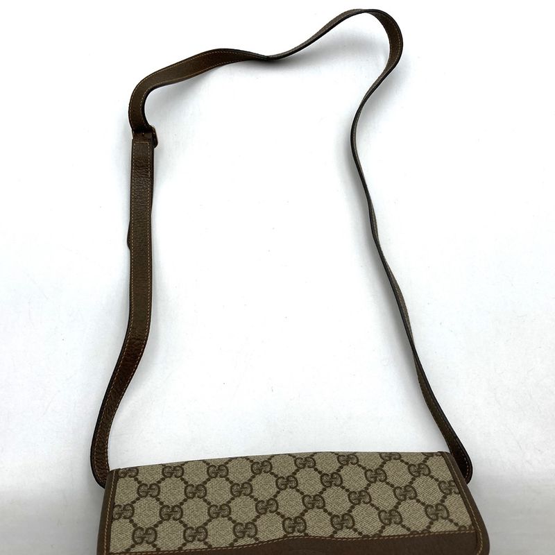 Gucci Old Gucci 001 113 Shoulder Bag Brown GG Supreme Canvas/leather Ladies Men