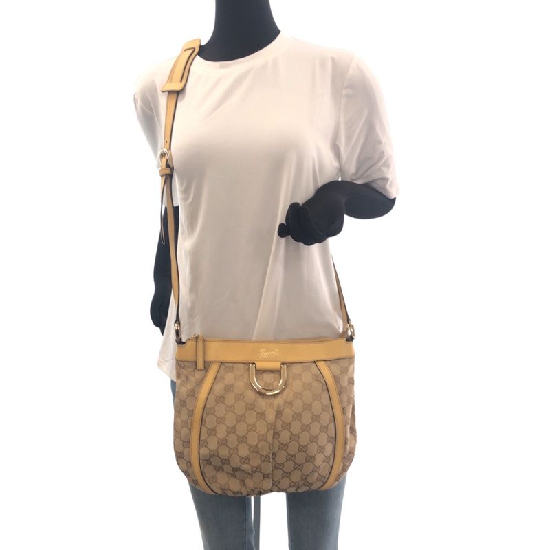Gucci Beige Gold Hardware GG Canvas/leather 203257 Shoulder Bag Messenger Bag
