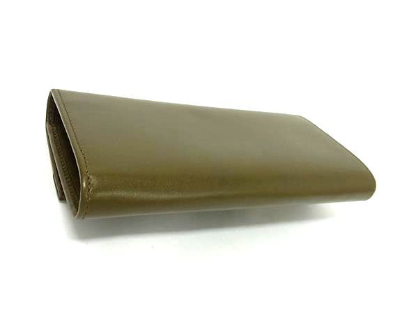 Gucci 324233 Leather Belt Motif Folded Long Wallet Women Khaki Bp1211