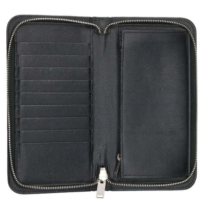 Saint Laurent Paris Logo Print Leather Long Wallet For Men