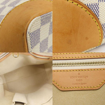 Louis Vuitton Tote Bag Hampstead MM N51206 Damier Azure Nubuck White Gold